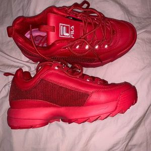All Red Fila Shoes
